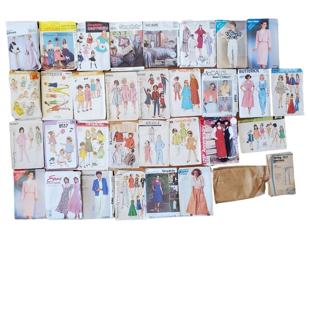 Vtg Sewing Patterns 60's 70's 80s Children Costumes Women Home Decor Dolls Cut